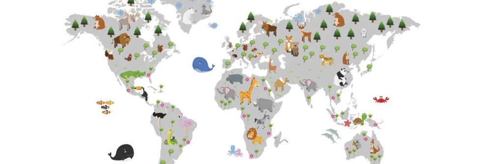 Weltkarten für Kinder auf Tapete