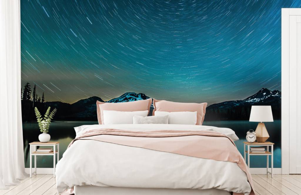 Nordlichter - Sternenhimmel mit Berg - Schlafzimmer 2