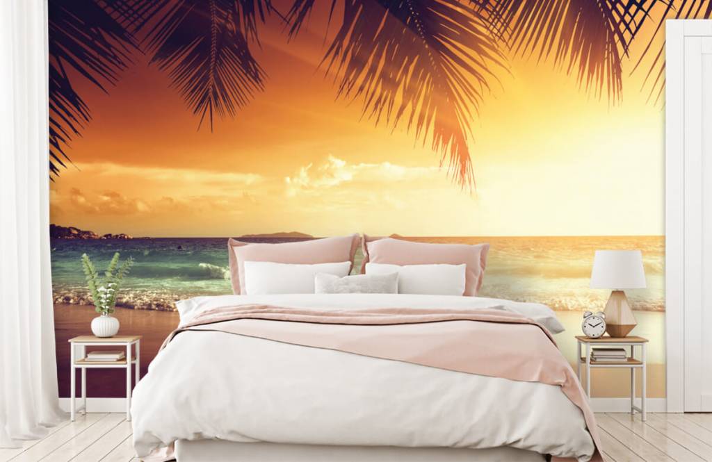 Strand Tapete - Orange Sonnenuntergang - Schlafzimmer 2