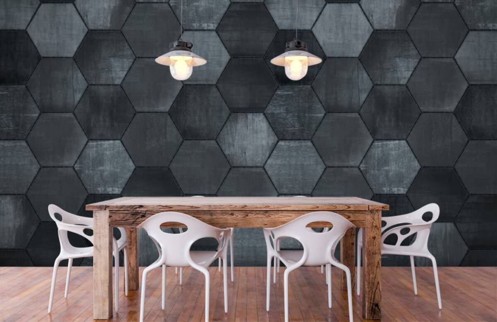 Graue sechseckige Steine - Fototapete