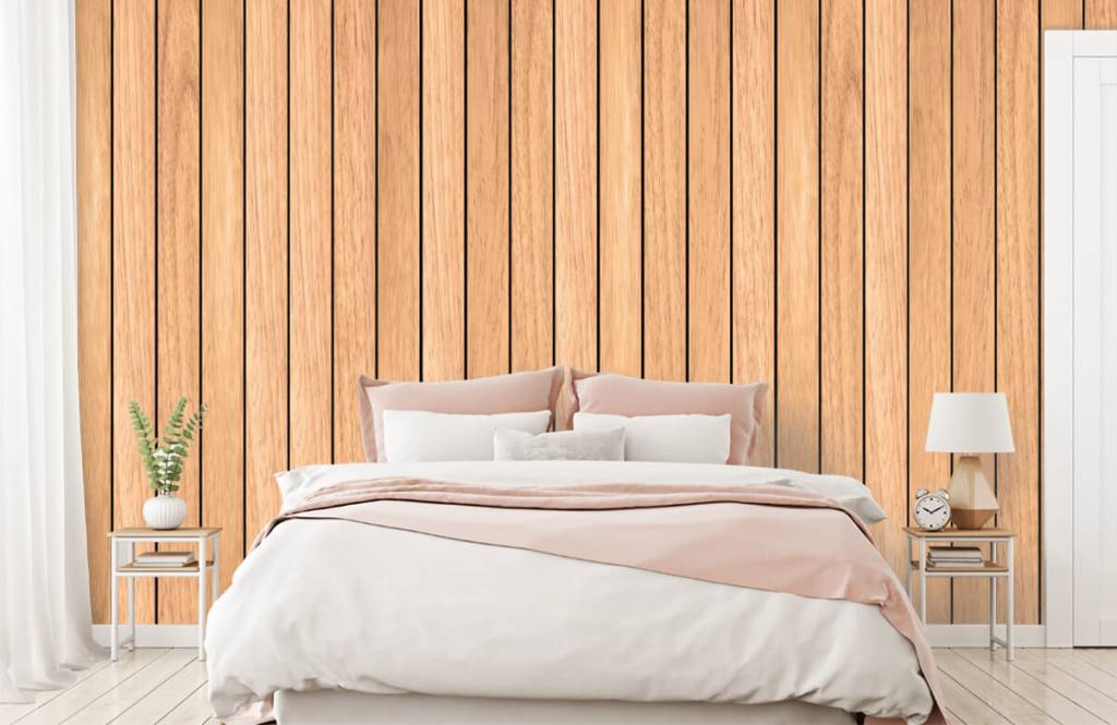 Holz Tapete  - Helle Dielen vertikal - Schlafzimmer 2