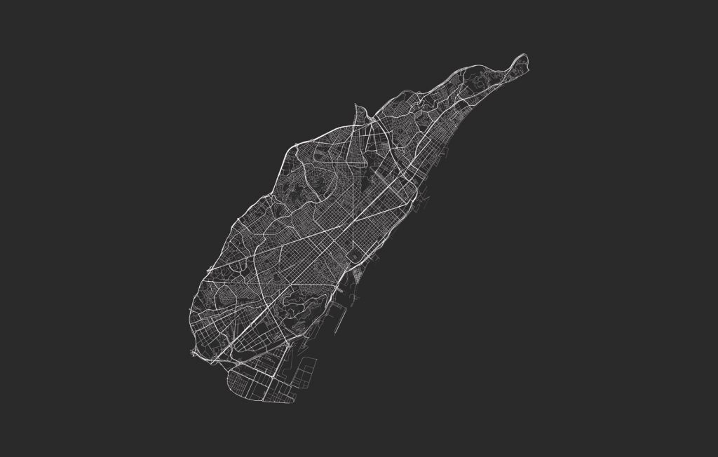 Karte von Barcelona, schwarz