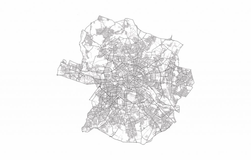 Karte von Berlijn, weiß