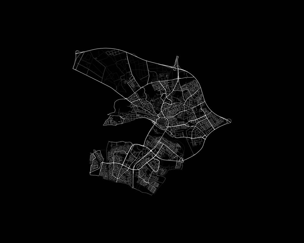 Karte von Arnhem, schwarz