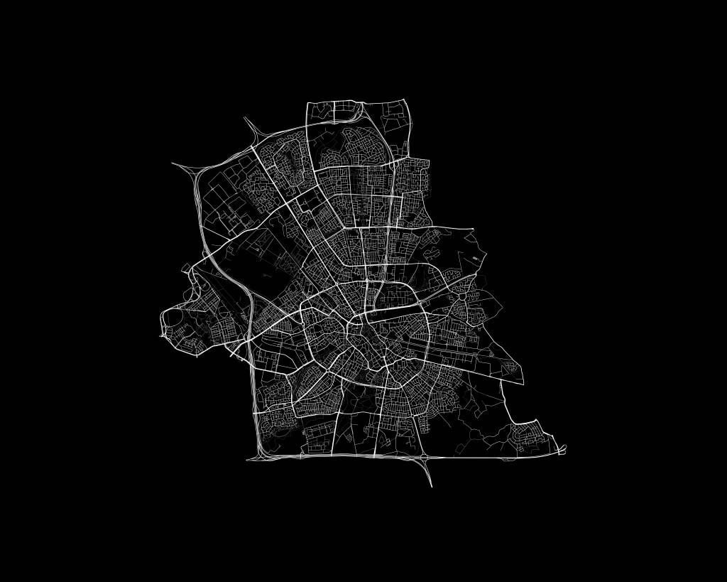 Karte von Eindhoven, schwarz