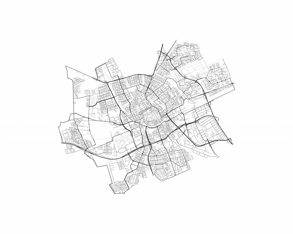 Karte von Groningen, weiß