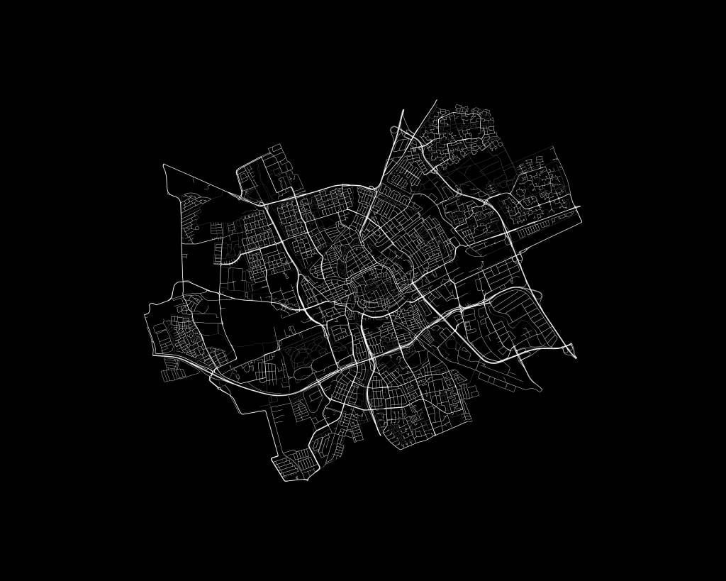 Karte von Groningen, schwarz