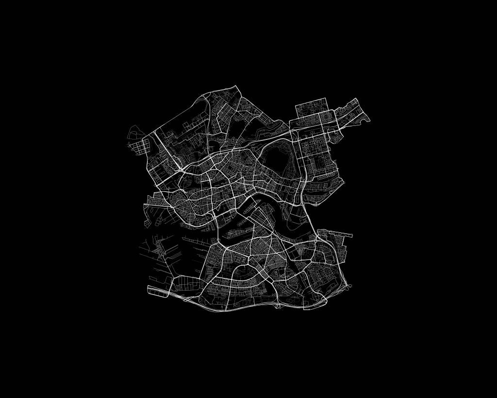 Karte von Rotterdam, schwarz