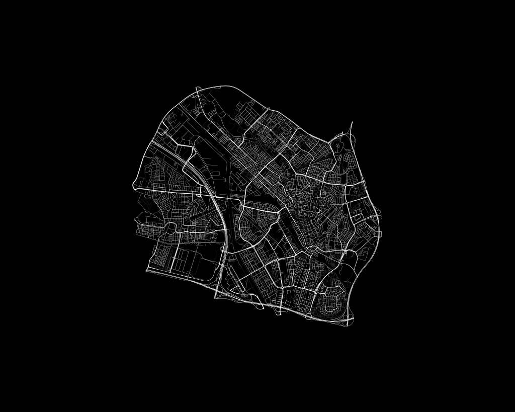 Karte von Utrecht, schwarz