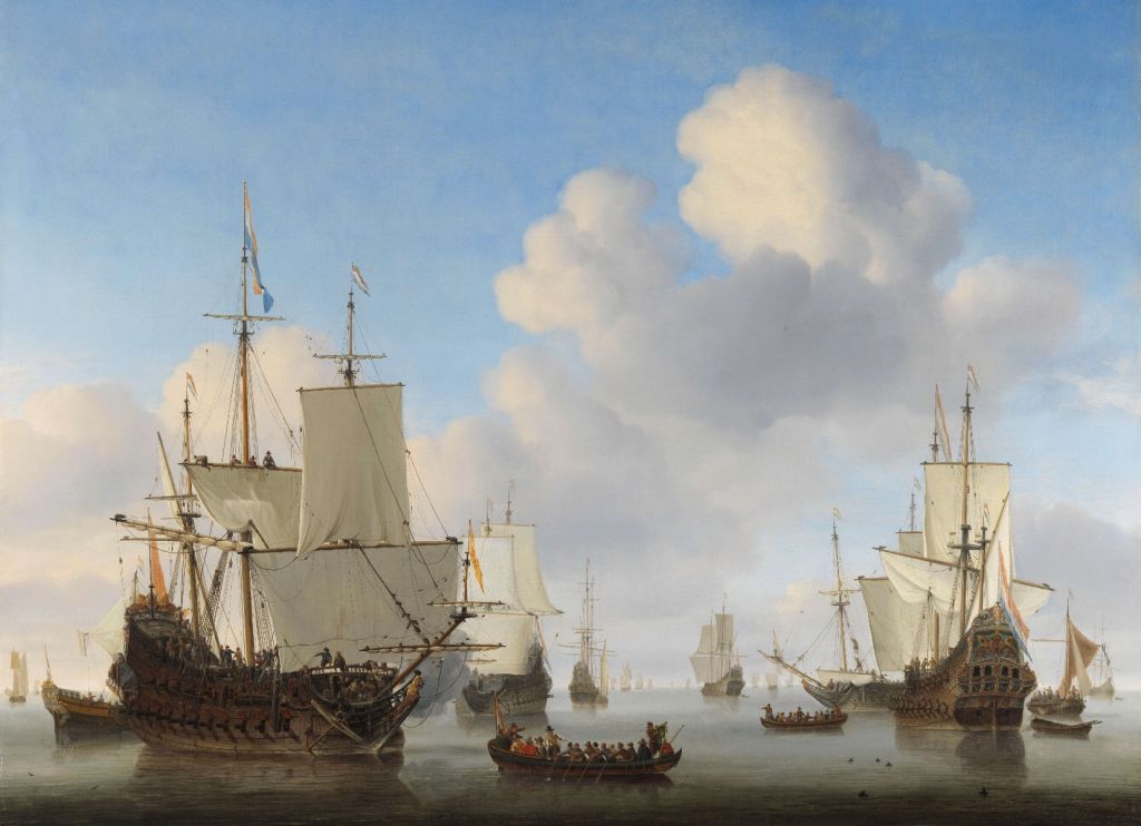 Fototapete Rijksmuseum. Niederländische Schiffe auf ruhiger See.
