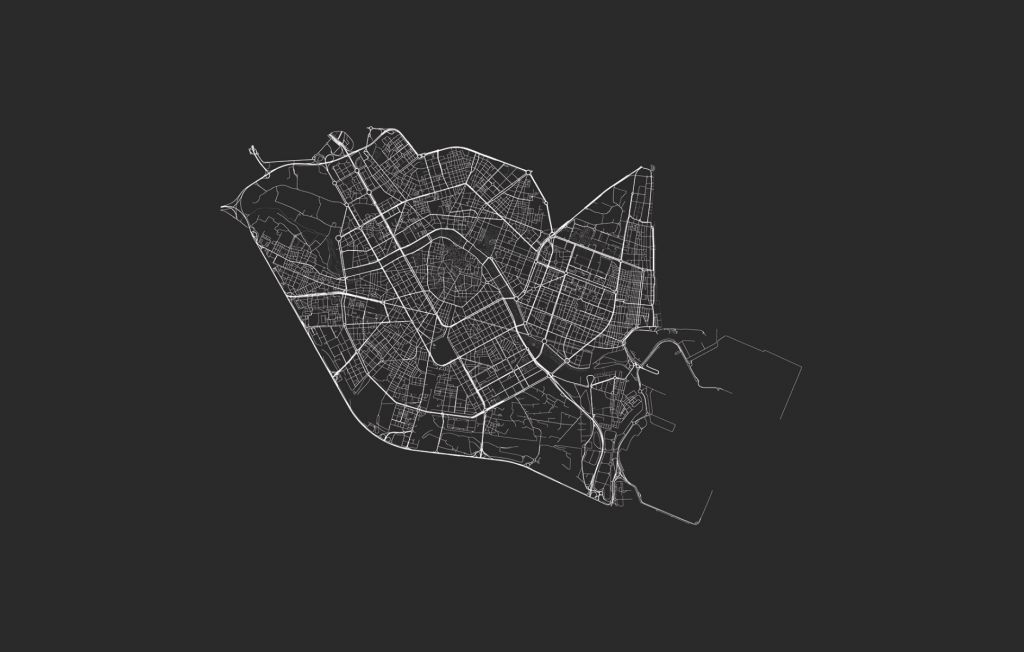 Karte von Valencia, schwarz