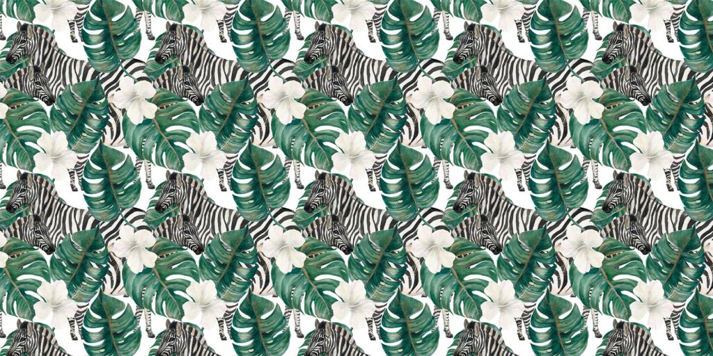 Zebras zwischen den Palmblättern
