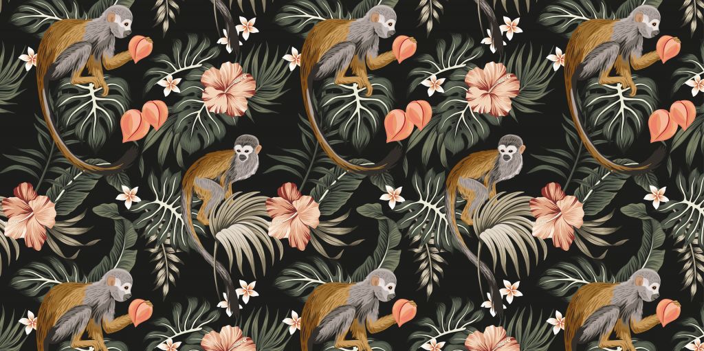 Tropische Blätter mit Affen