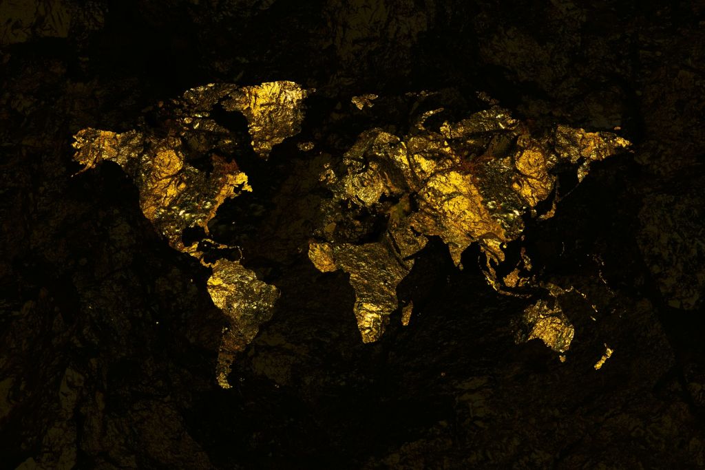Weltkarte Gold
