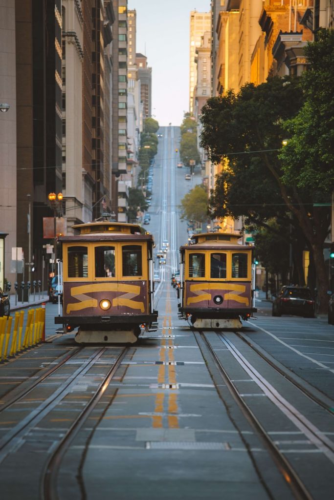 Gelbe Straßenbahnen in San Francisco USA