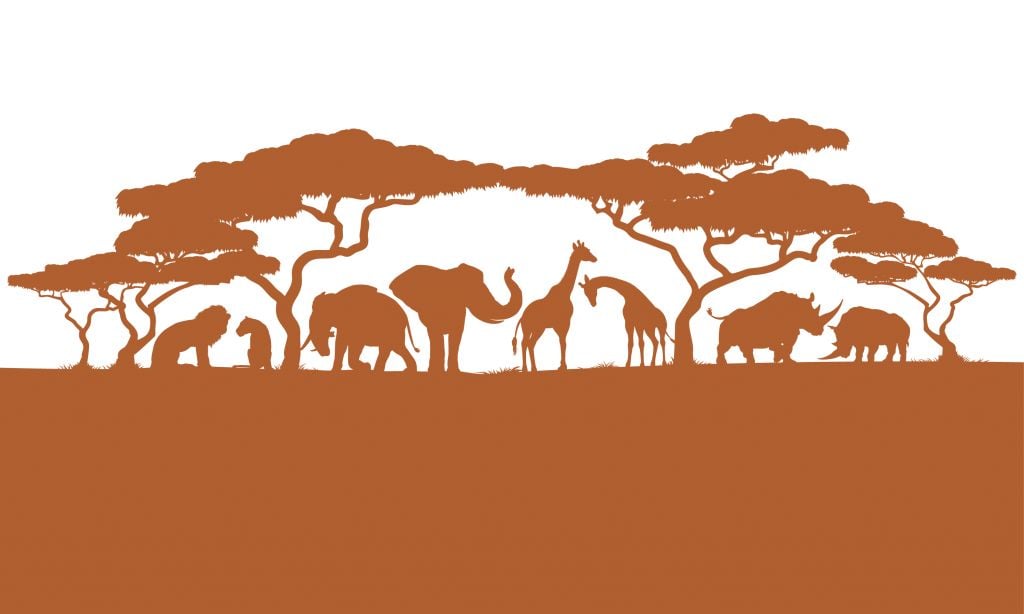 Scherenschnitt-Safari-Tiere, Rostfarbe