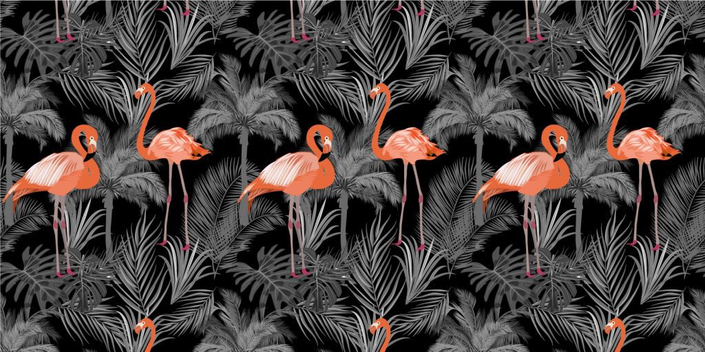 Flamingos auf Schwarz