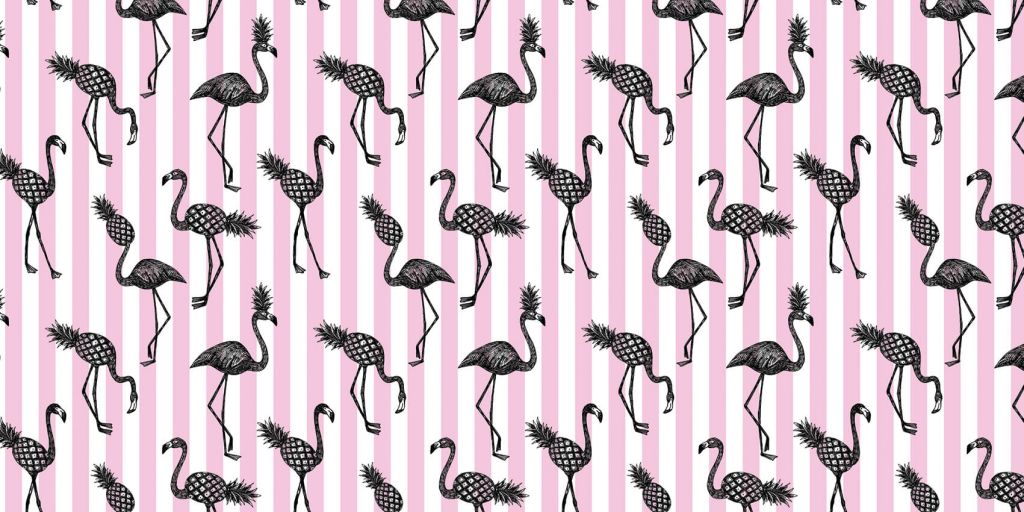 Flamingos und Ananas