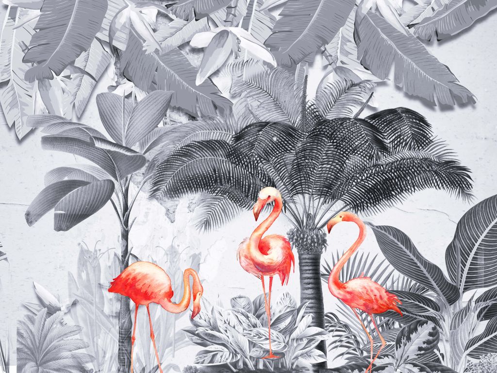 Dschungel mit Flamingos