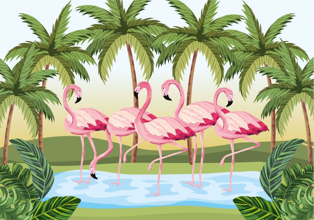 Gezeichnete Flamingos