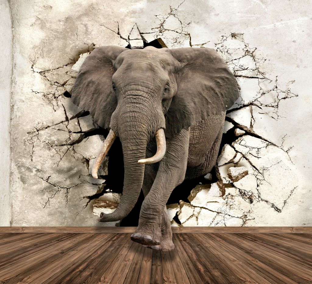 Großer Elefant aus der Wand