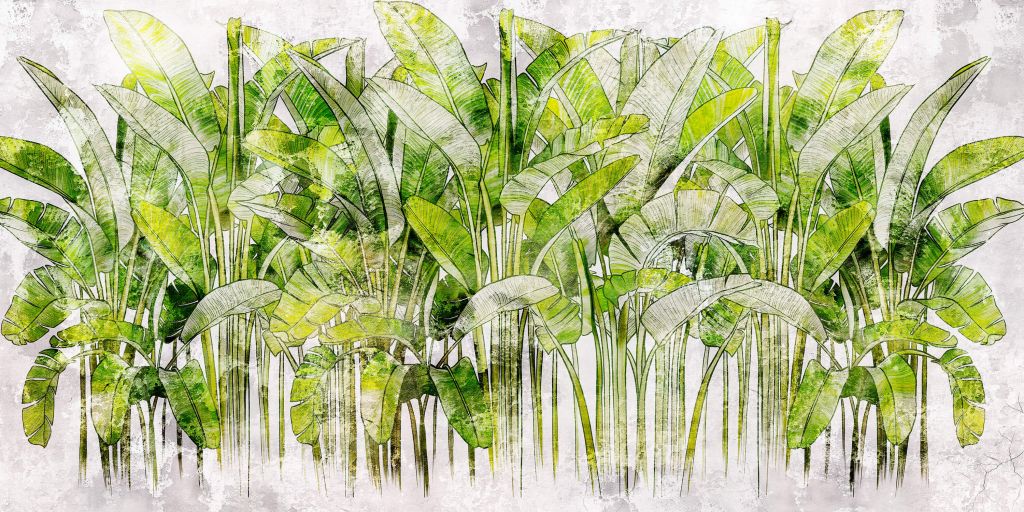 Große gezeichnete Palmenblätter
