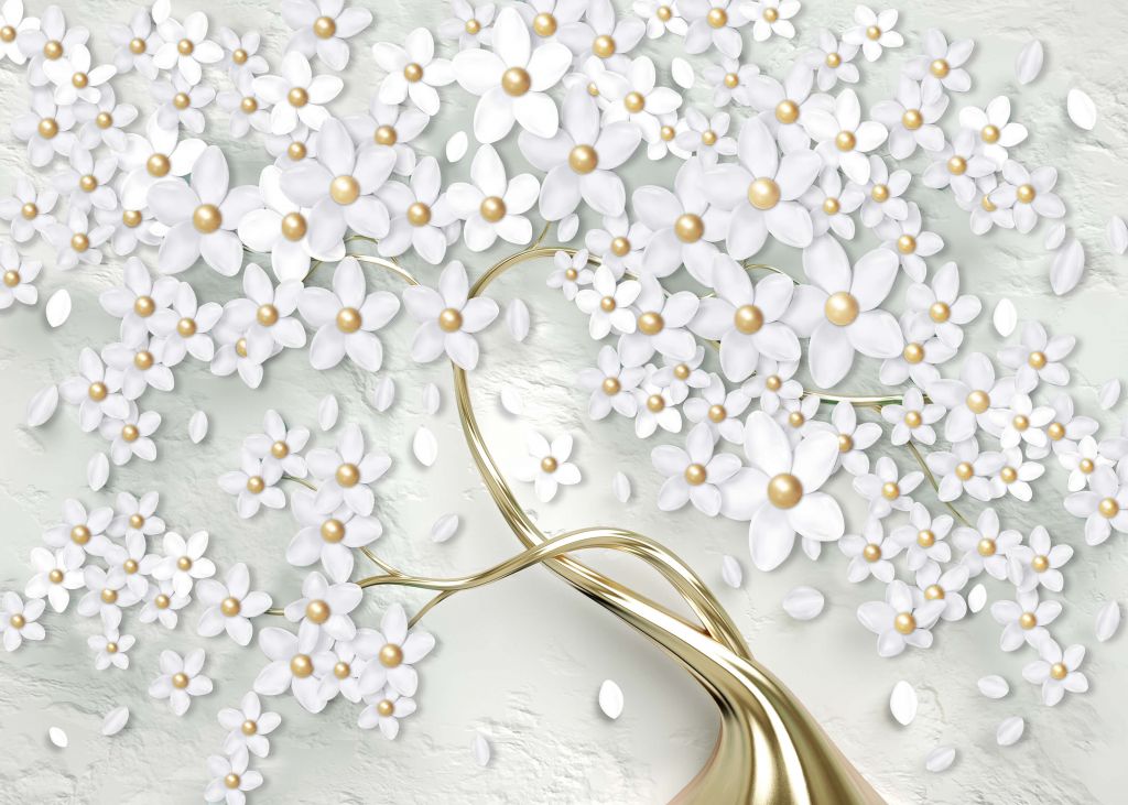 Goldene weiße Blüten