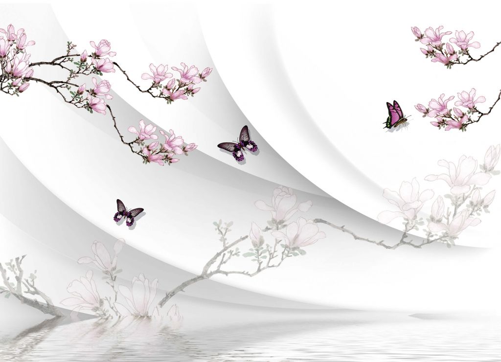 Weißer 3D-Hintergrund mit dekorativer Blüte