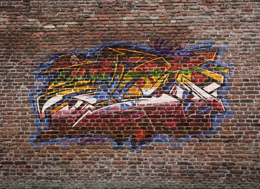 Graffiti auf einer Backsteinmauer