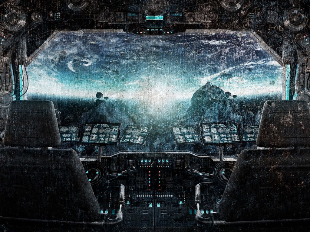 Cockpit eines Raumschiffs