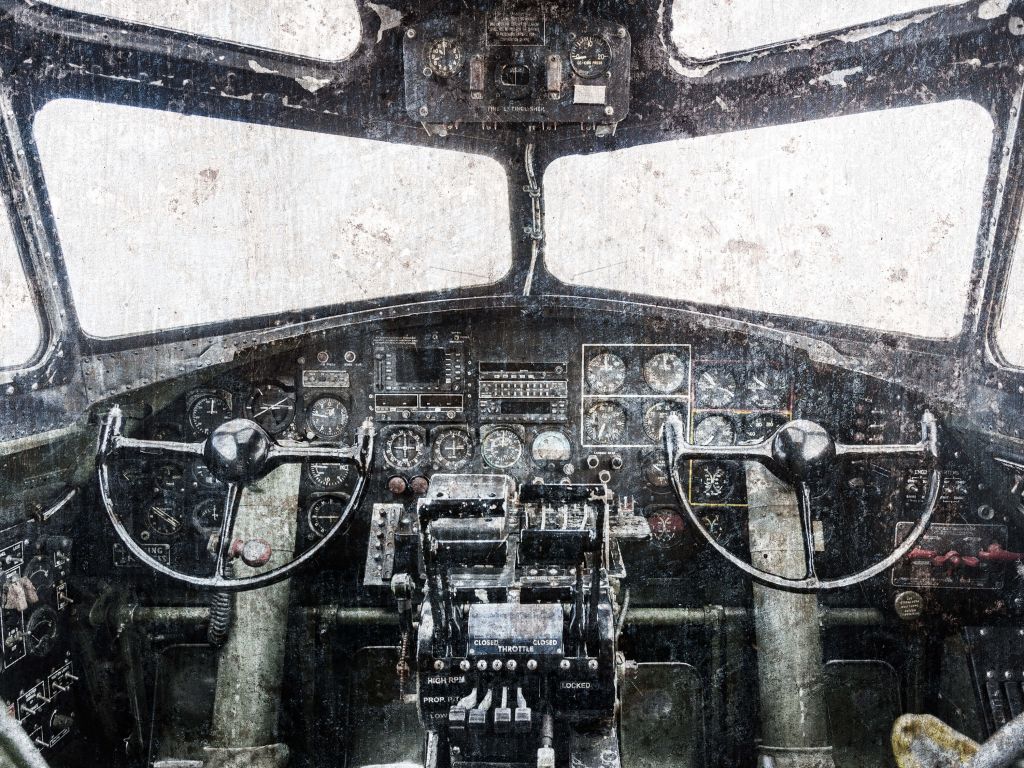 Cockpit eines Oldtimer-Flugzeugs