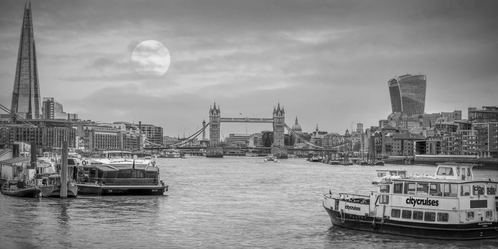 Stadtbild von London in schwarz-weiß
