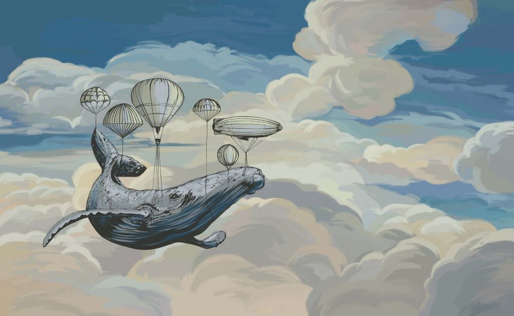 Heißluftballons mit einem Wal