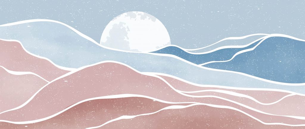 Gefärbte Meereswellen mit dem Mond