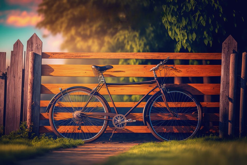 Fahrrad neben einem Holzzaun
