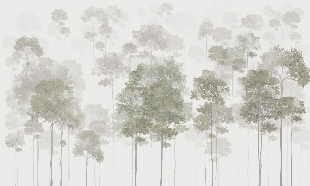 Gemalter Wald im Nebel