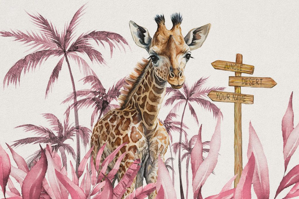 Baby-Giraffe im Dschungel rosa