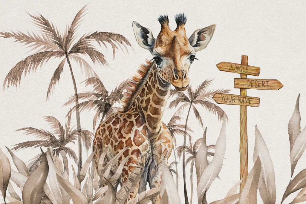 Baby-Giraffe im Dschungel taupe