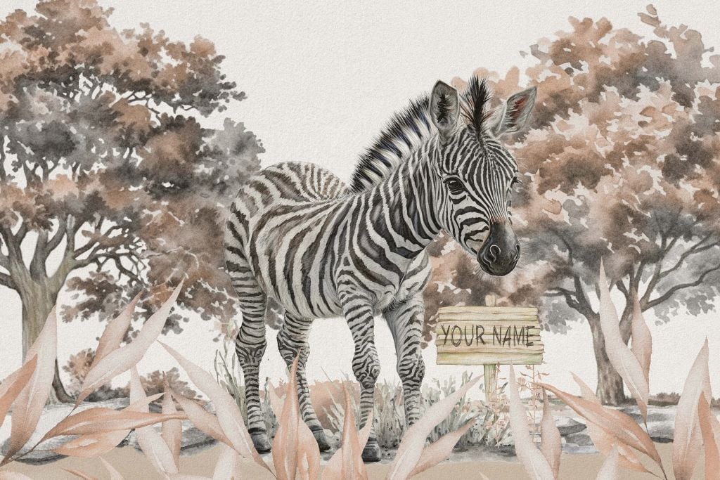 Junges Zebra in der Natur taupe