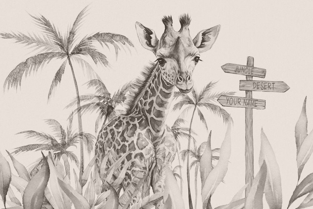 Baby Giraffe im Dschungel beige