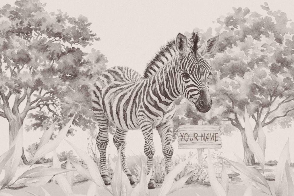 Junges Zebra in der Wildnis beige