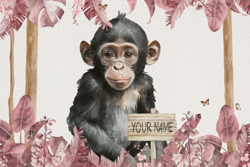 Baby-Schimpanse im Dschungel rosa