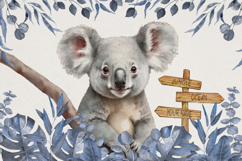 Baby-Koala im Dschungel blau
