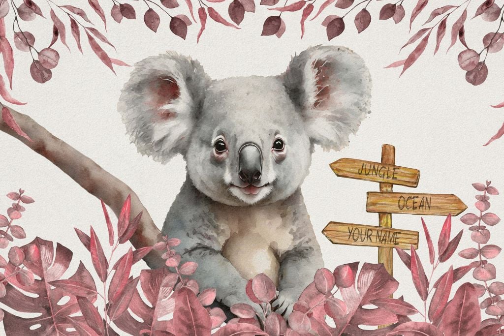 Baby-Koala im Dschungel rosa