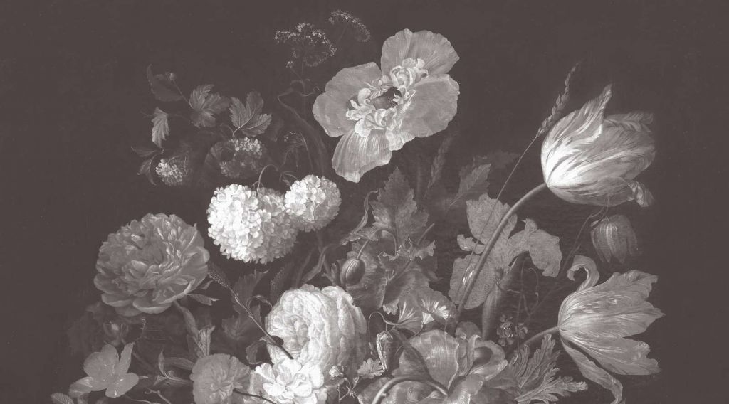 Barockblumen-Stillleben - dunkel sepia
