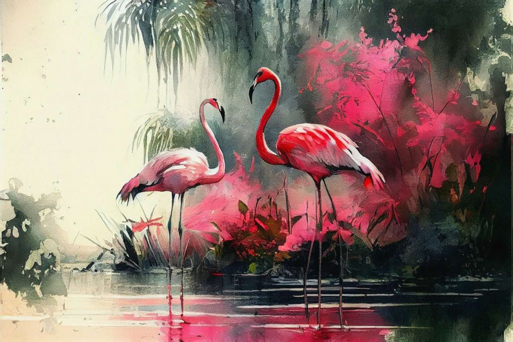 Karminroter Flamingo Skizze