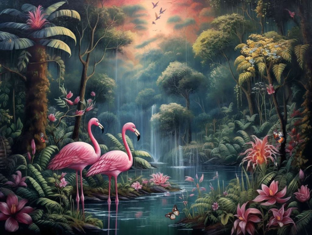 Dämmerndes Flamingo Eden