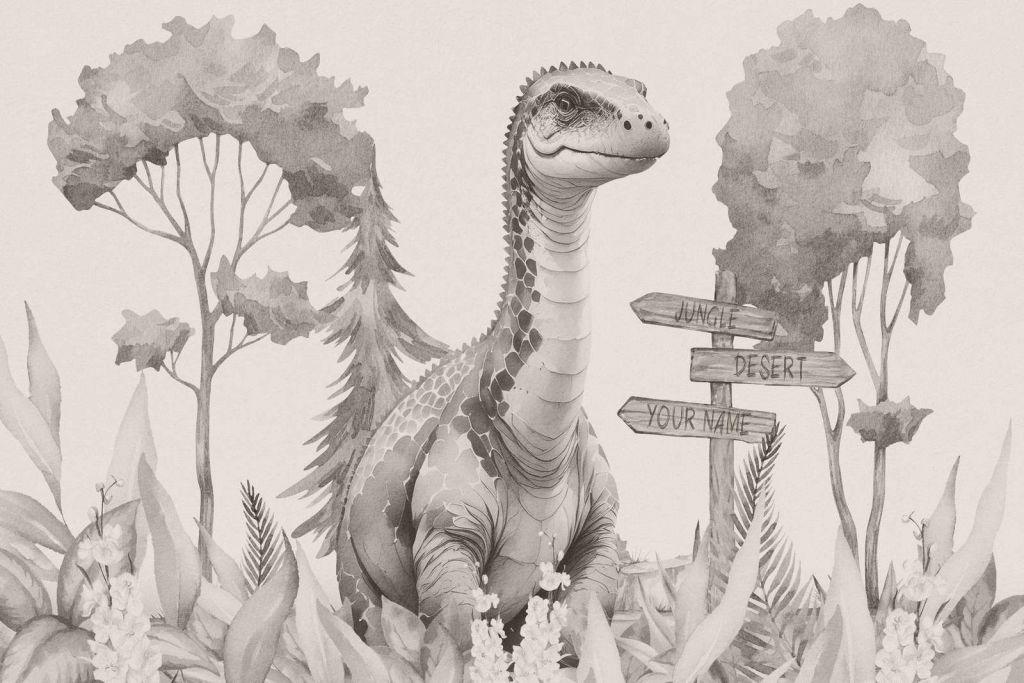 Baby-Brachiosaurus im beigefarbenen Dschungel