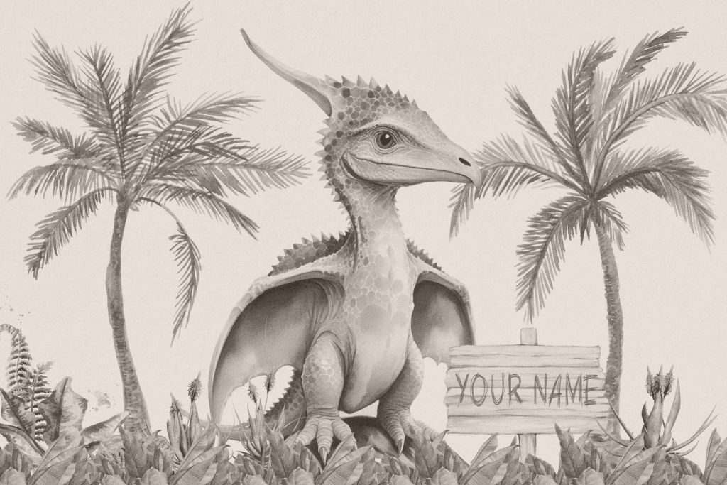 Baby-Pteranodon im beigefarbenen Dschungel