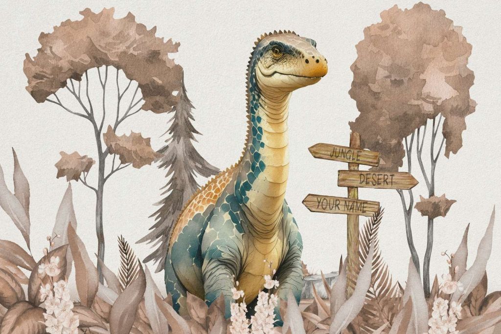 Baby-Brachiosaurus im taupefarbenen Dschungel